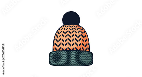 A cozy knitted winter hat with a pom pom on top and a ribbed brim for warmth and style.
