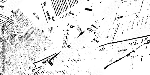 Rough vector background abstract grunge texture old vintage newspaper. Vector white and black newspaper paper grunge pattern old aged texture.	
