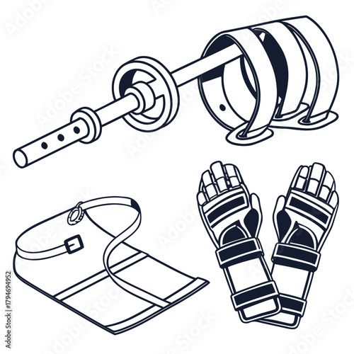 Sports Equipment Icons belt grip