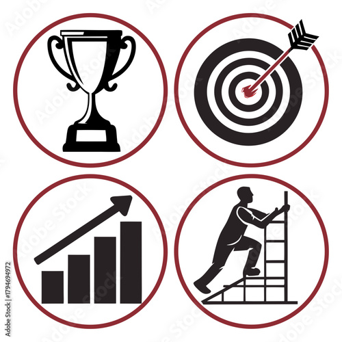 Business Success Icons vector goal