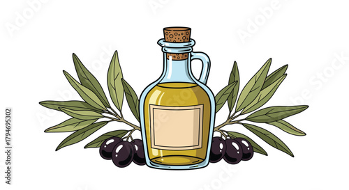 Extra virgin olive oil extracted from fresh olives is a healthy cooking ingredient and salad dressing.