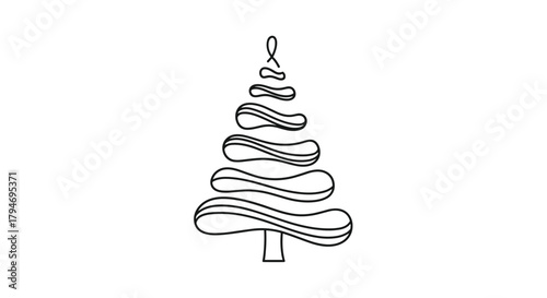 Abstract christmas tree design with cascading loops and simple trunk element.