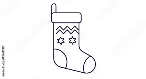 A festive christmas stocking ready for holiday treats and gifts from santa claus.