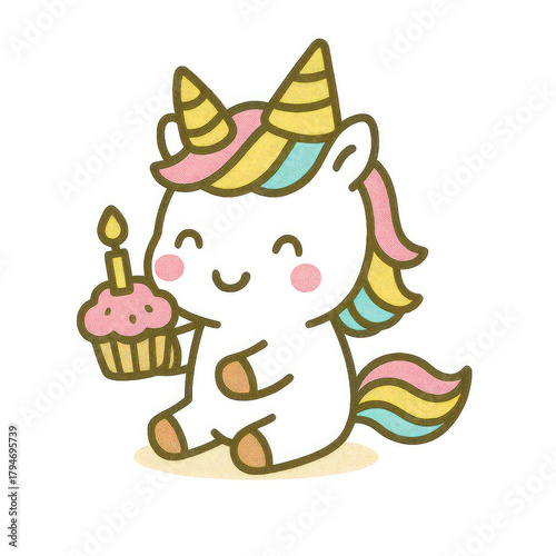 Adorable watercolor unicorn illustrations painted in soft pastel tones. Cute magical unicorns with gentle textures on a clean white background—perfect for nursery art, stickers, clipart sets.