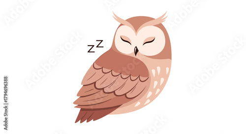 A sleepy owl peacefully dozing in its natural habitat surrounded by Z's.