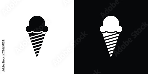 Ice cream icon, outline vector sign, linear and solid style. vector symbol on white background