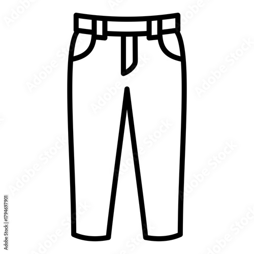 Minimal line denim pants icon representing everyday wear and wardrobe essentials.