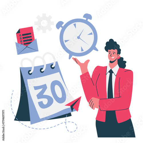 Task Management managing tasks with time-tracking and organization tools for improved productivity illustration