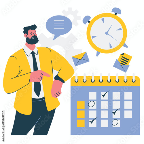 Task Management setting priorities and breaking tasks into achievable goals for daily progress illustration