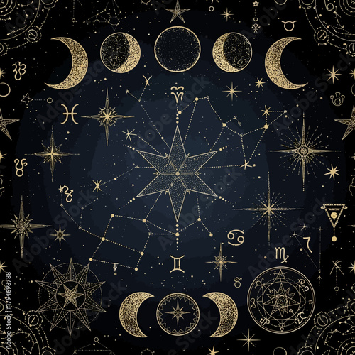 Celestial Patterns Stars, Constellations, and Lunar Phases
