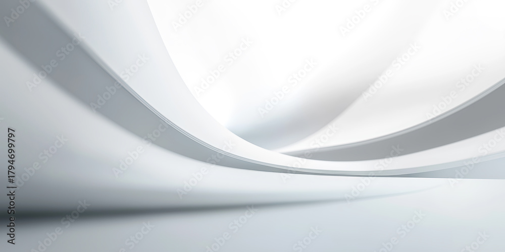 Obraz premium Abstract Curve in an Architectural Space: An artistic view of a gently curving architectural structure, with clean lines and soft lighting, creating a sense of flow and elegance. 