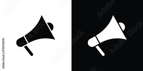 Megaphone icon, outline vector sign, linear and solid style. vector symbol on white background