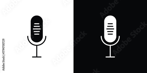 Microphone icon, outline vector sign, linear and solid style. vector symbol on white background