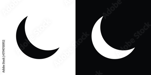 Moon icon, outline vector sign, linear and solid style. vector symbol on white background