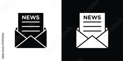 Newsletter icon, outline vector sign, linear and solid style. vector symbol on white background