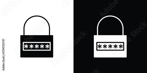 Password icon, outline vector sign, linear and solid style. vector symbol on white background