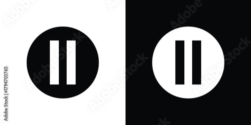 Pause icon, outline vector sign, linear and solid style. vector symbol on white background