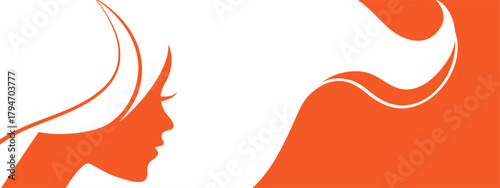 Beautiful woman silhouette background. Beauty salon, branding, packaging, website header, social post, spa wellness, fashion boutique, perfume, wedding, makeup, magazine concept. Vector illustration.