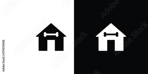 Pet house icon, outline vector sign, linear and solid style. vector symbol on white background