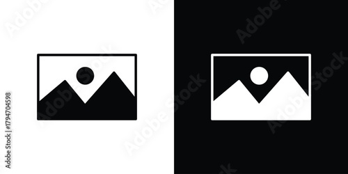 Picture icon, outline vector sign, linear and solid style. vector symbol on white background