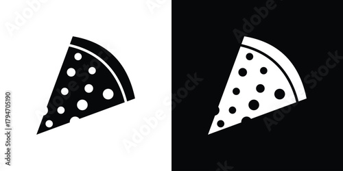 Pizza slice icon, outline vector sign, linear and solid style. vector symbol on white background