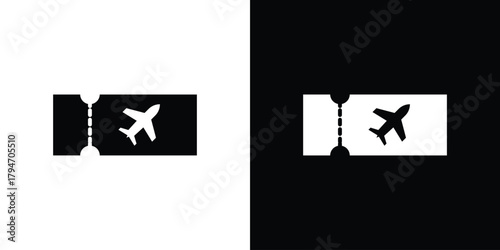 Plane Ticket icon, outline vector sign, linear and solid style. vector symbol on white background