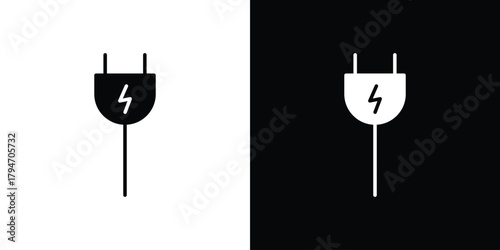 Plug icon, outline vector sign, linear and solid style. vector symbol on white background