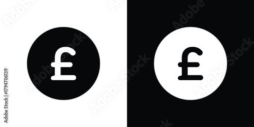 Pound icon, outline vector sign, linear and solid style. vector symbol on white background