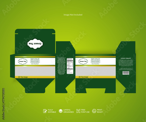 Unique tea box packaging design template