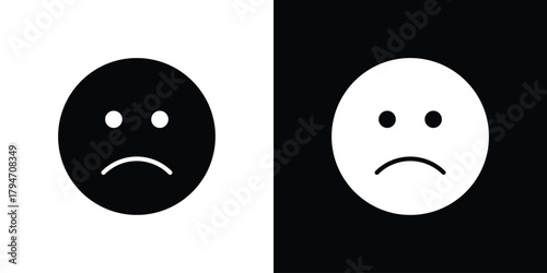 Sad icon, outline vector sign, linear and solid style. vector symbol on white background
