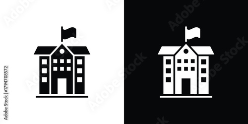 school icon, outline vector sign, linear and solid style. vector symbol on white background
