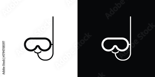 Scuba diving icon, outline vector sign, linear and solid style. vector symbol on white background