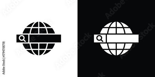 Search online icon, outline vector sign, linear and solid style. vector symbol on white background