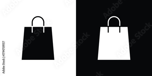 Shopping bag icon, outline vector sign, linear and solid style. vector symbol on white background