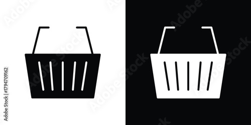 Shopping basket icon, outline vector sign, linear and solid style. vector symbol on white background