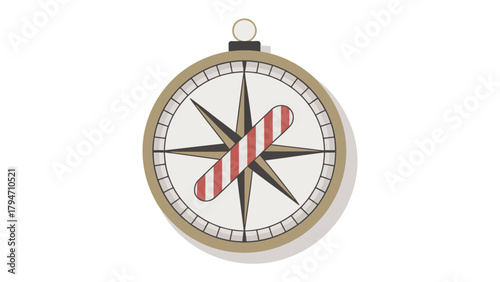 Guiding Compass: A close-up shot of a classic compass, featuring a detailed needle, set against a simple background. Perfect for themes of exploration, navigation and decision-making.