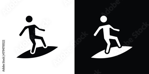 Surfer icon, outline vector sign, linear and solid style. vector symbol on white background