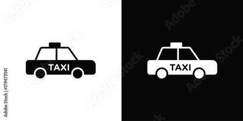 Taxi icon, outline vector sign, linear and solid style. vector symbol on white background