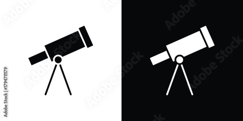 Telescope icon, outline vector sign, linear and solid style. vector symbol on white background