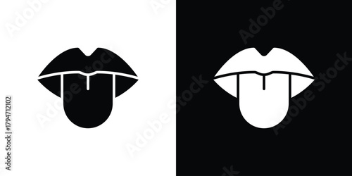 Tongue icon, outline vector sign, linear and solid style. vector symbol on white background