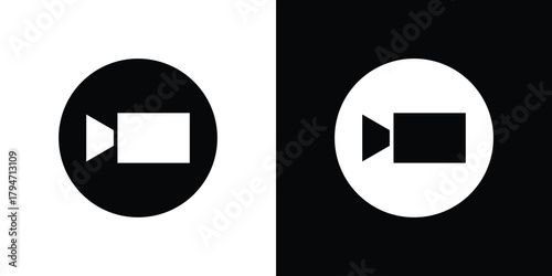 Video call icon, outline vector sign, linear and solid style. vector symbol on white background