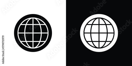 Website globe icon, outline vector sign, linear and solid style. vector symbol on white background