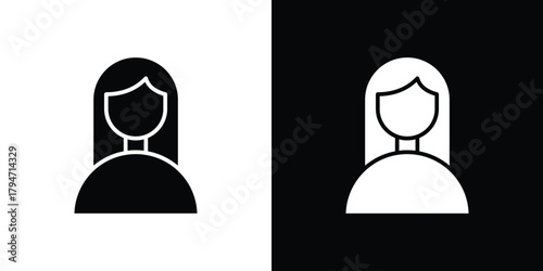 Woman icon, outline vector sign, linear and solid style. vector symbol on white background