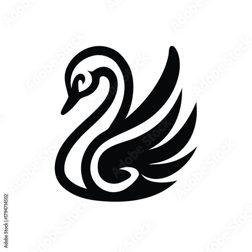 A swan depicted in elegant, sweeping lines