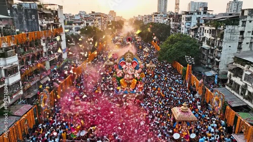 Ganesh Jayanti Celebration Vibrant Procession and Devotion on Vinayaka Chaturthi, Cultural Immersion, Festive Atmosphere