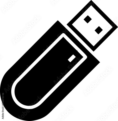 usb flash drive silhouette vector icon , black and white , white background , white background