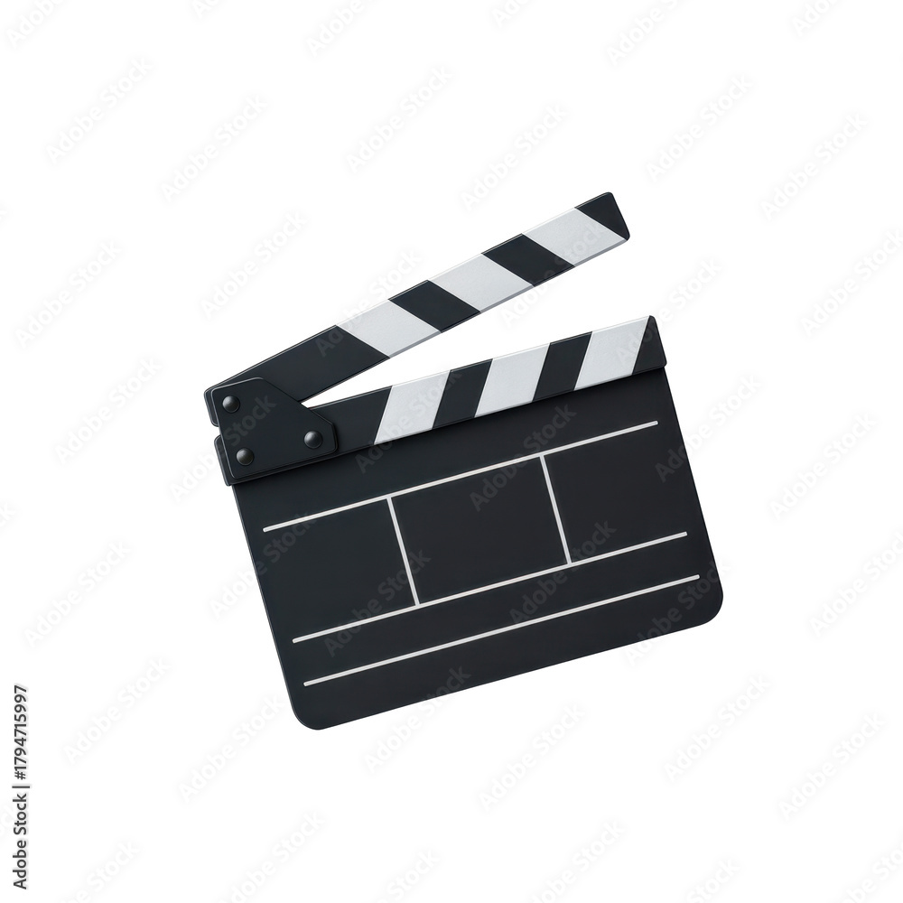 Fototapeta premium Sleek 3D Clapperboard on White Background