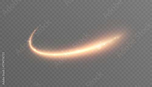 Magic bright highlight with golden glow and sparkling particles on transparent background. Abstract effect for fantasy, game interfaces and festive digital design.	