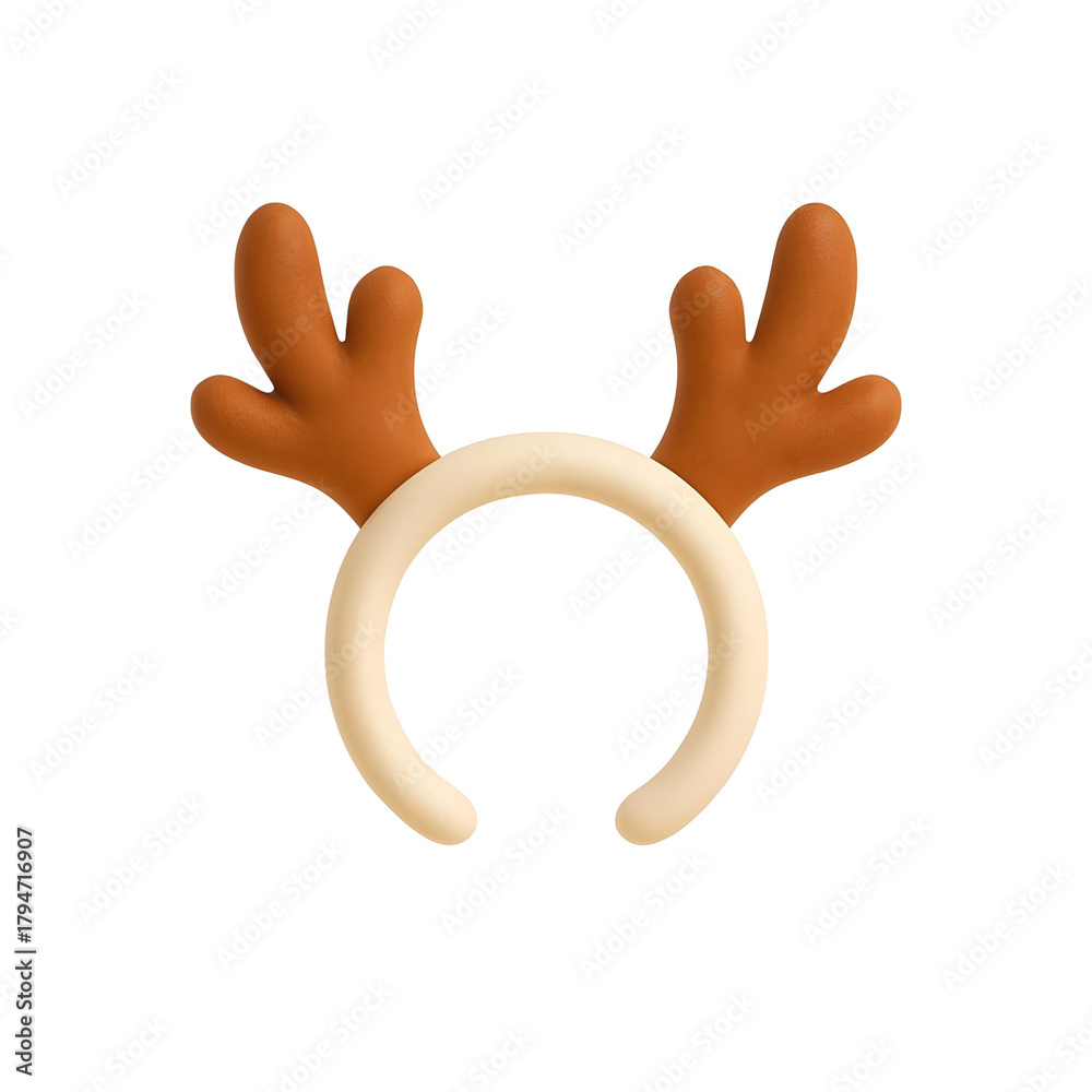 Obraz premium Matte 3D Reindeer Headband Icon — Christmas Festive Holidays Illustration