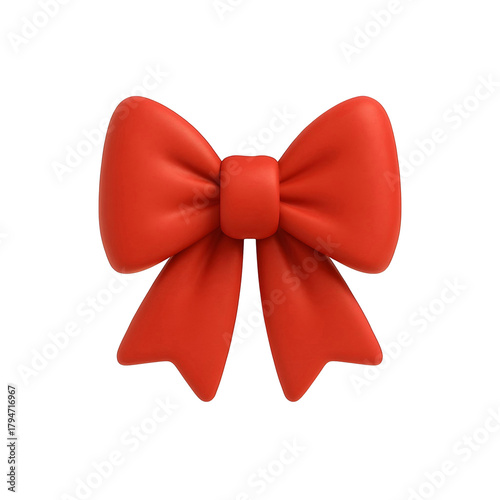Matte 3D Ribbon Bow Icon — Christmas Festive Holidays Illustration